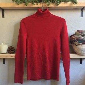 Red Turtleneck Long Sleeve Sweater